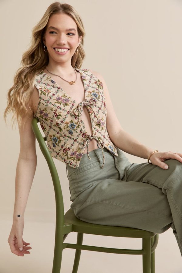 Ella Front Tie Floral Vest - Image 2