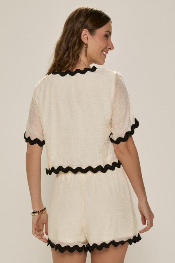 Janell Ric Rac Front Tie Blouse - Image 3
