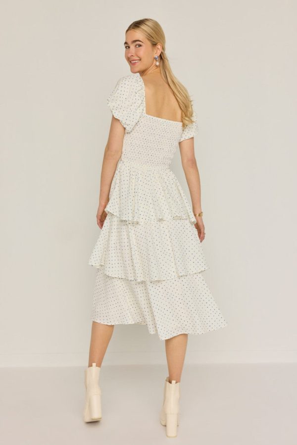 Sophie Bow Front Smock Tiered Midi Dress - Image 2