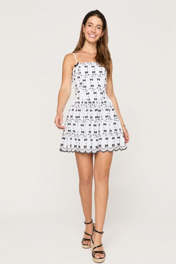 Estelle Embroidered Bow Mini Dress - Image 2